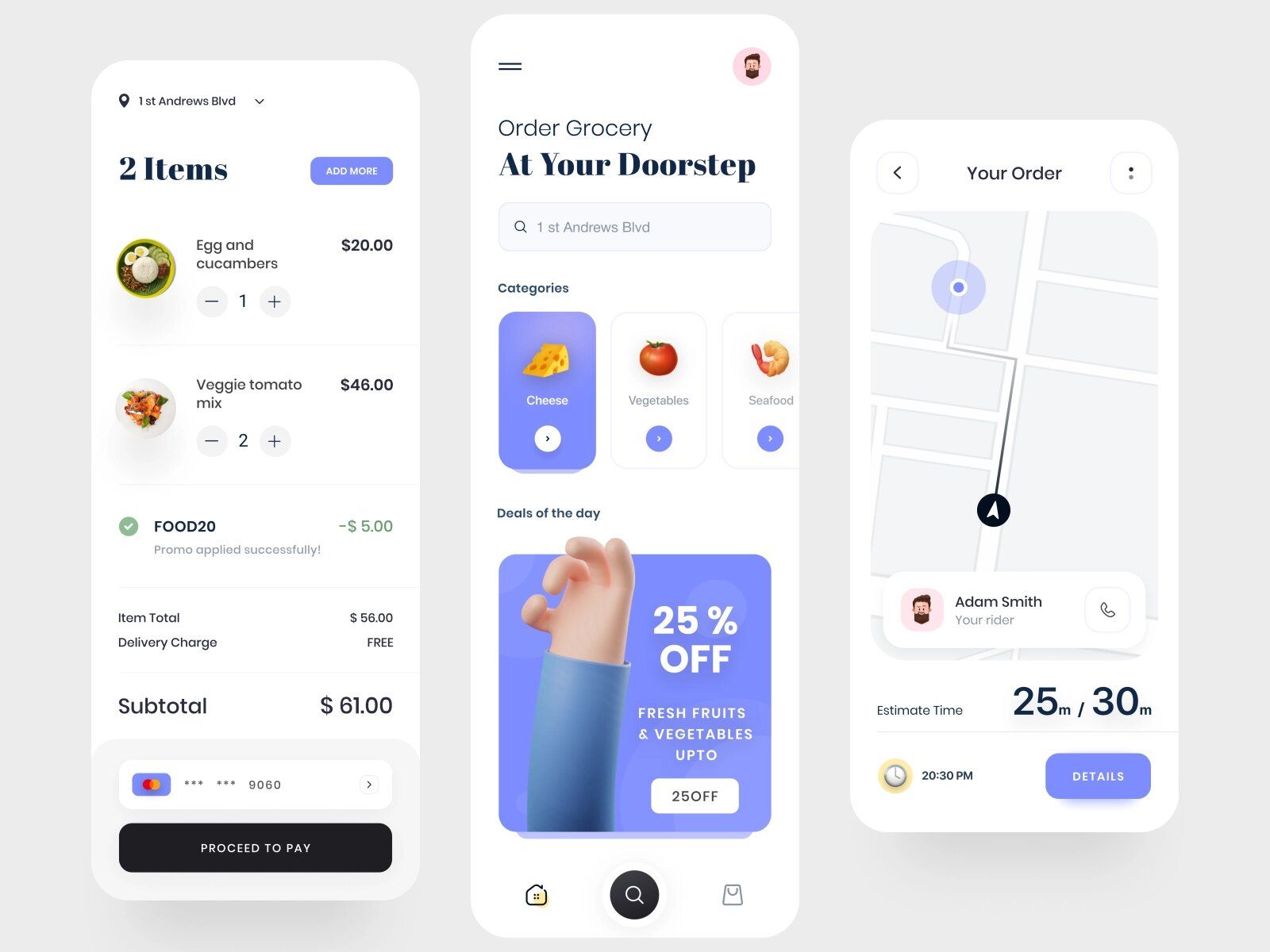 Order and delivery tracking is often an integral part of each food delivery app (*image by [Eduard](https://dribbble.com/Ed_m){ rel="nofollow" target="_blank" .default-md}*)