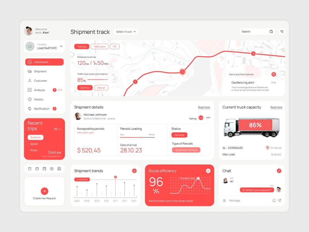 An example of a logistic company app