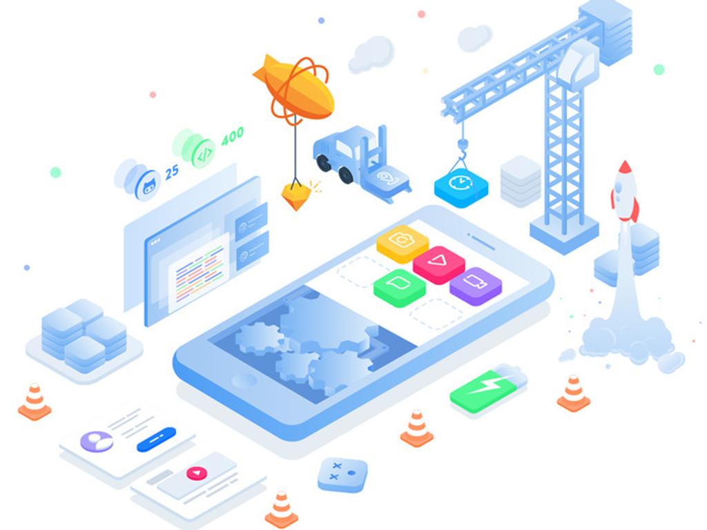 App builders allow you to create an app without coding but don't expect a high performance and UX (*image by [Virgil Pana](https://dribbble.com/virgilpana){ rel="nofollow" .default-md}*)
