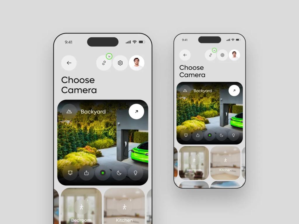 An example of a home security camera app