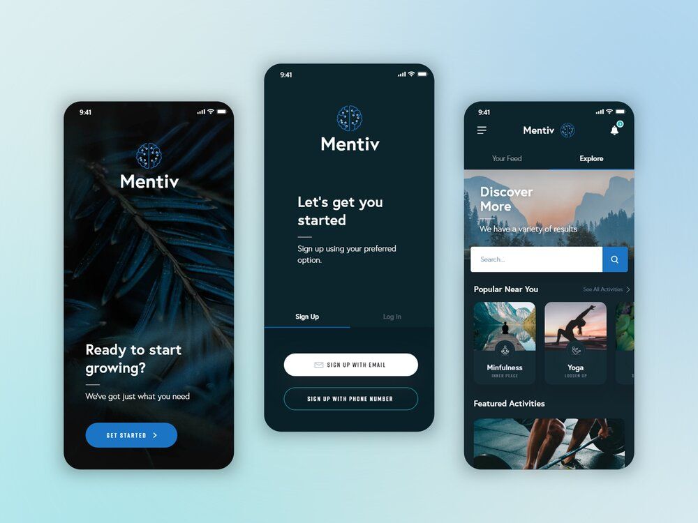 Mental health apps should find a balance between security of mental health mobile app and the easiness of the sign-up for users (*image by [Square Studio](https://dribbble.com/SquareStudio){ rel="nofollow" target="_blank" .default-md}*)