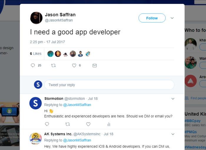 Social Media search is a great way to look for a team of developers for your project *[](){ rel="nofollow" target="_blank" .default-md}*