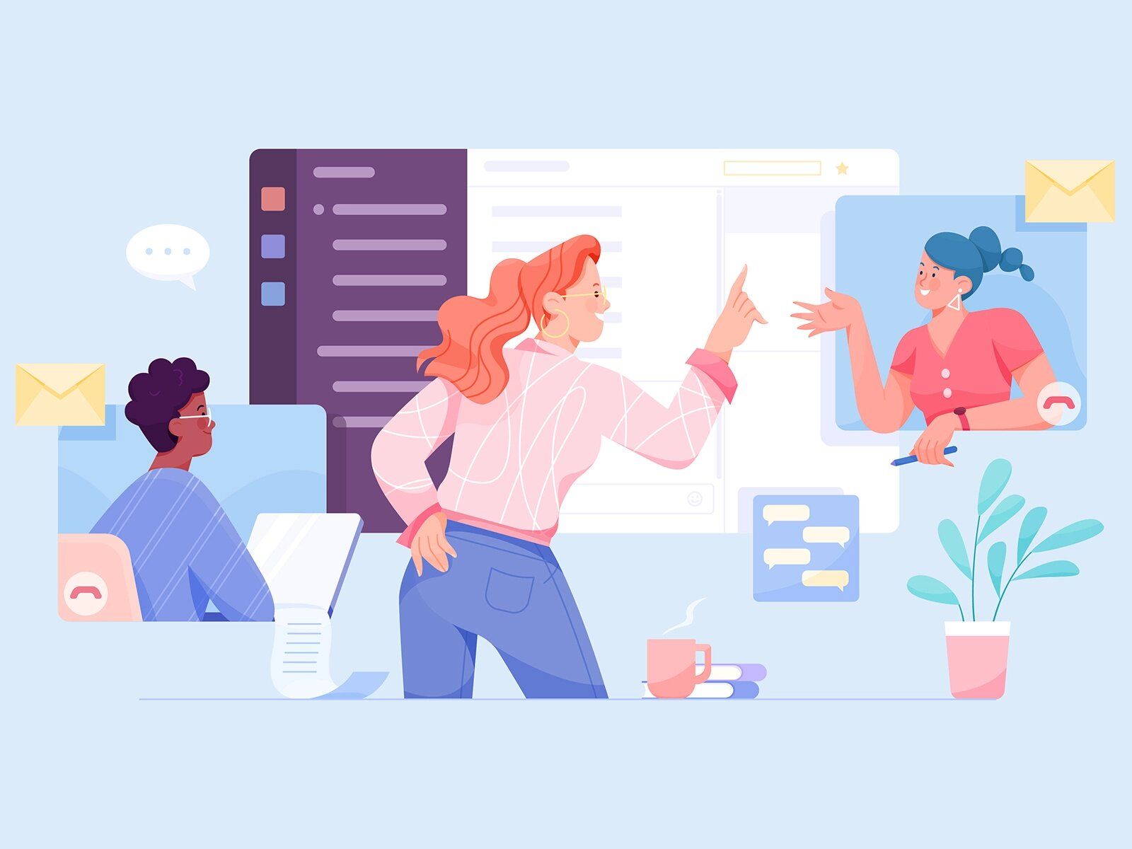 Work from home allows team members to save about 40 minutes of daily commuting in average (*image by [Felic Art Team](https://dribbble.com/felicdesign){ rel="nofollow" target="_blank" .default-md}*)