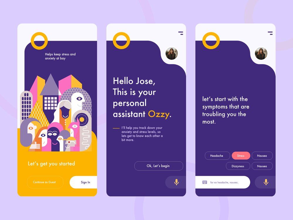 If you want to create a mental health app for mood tracking, stress management, anxiety and depression, etc., be sure to make this mental health solution secure (*image by [Himanshu Phanda](https://dribbble.com/desiignerphanda){ rel="nofollow" target="_blank" .default-md}*)