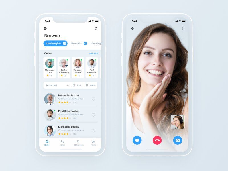 To provide remote medical healthcare services you need to develop a telemedicine app (*image by [Yarik Zinkof](https://dribbble.com/znkf){ rel="nofollow" .default-md}*)