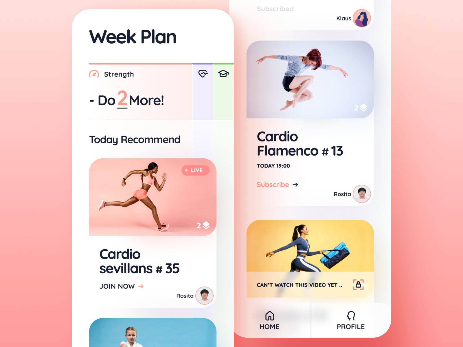 An example of interactive design for fitness app