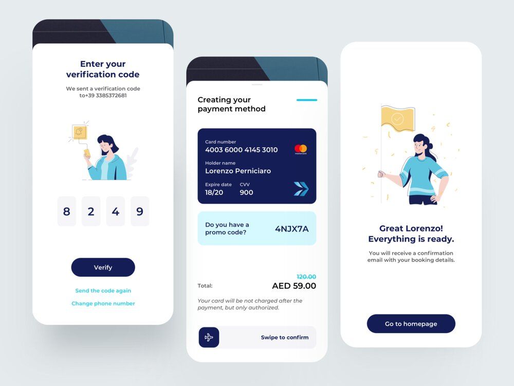 To create an online booking system without in-app payment options, you could add a pricing list to the app or website (*image by [Lorenzo Perniciaro](https://dribbble.com/Lorez){ rel="nofollow" target="_blank" .default-md}*)