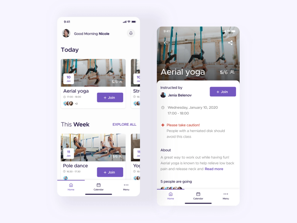 An example of implementing appointment booking features in a fitness app