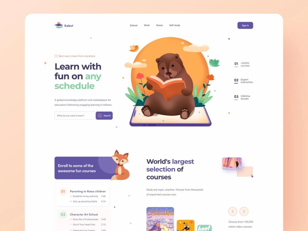Customized website for selling courses