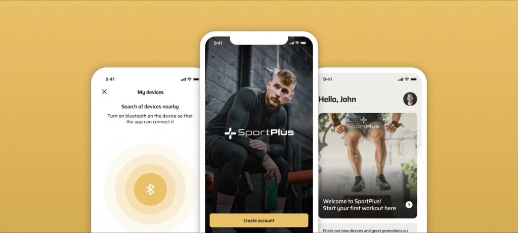 Screenshots of the fitness companion app built in React Native