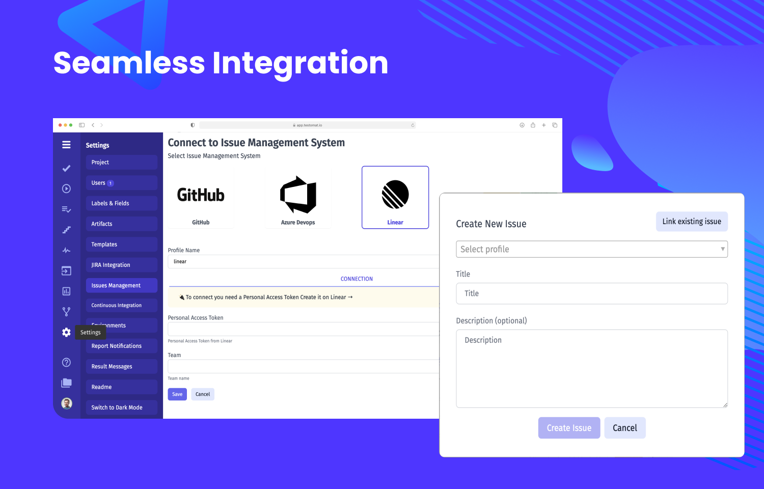 Testomat Integration – Linear