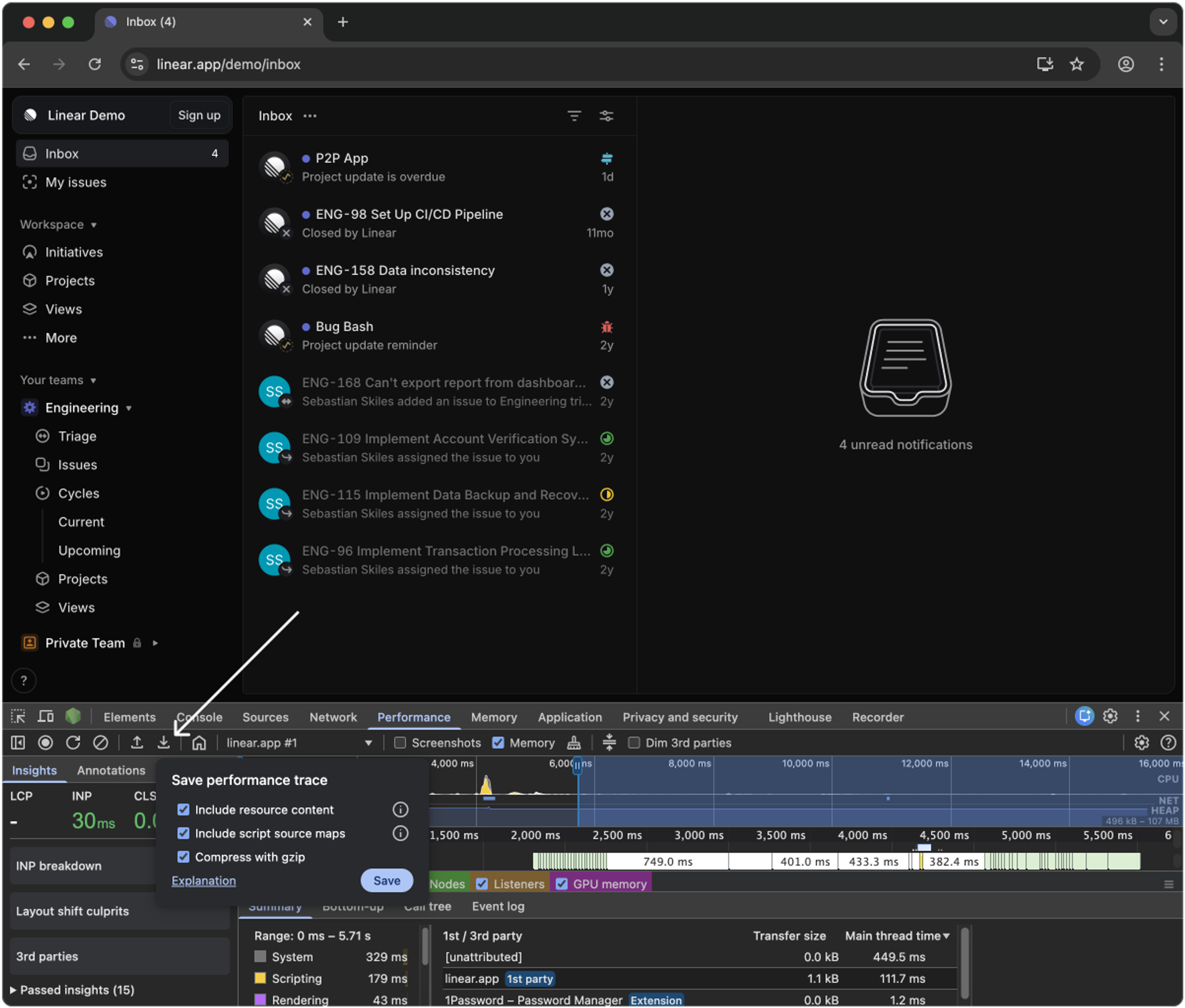 5. Save the performance profile