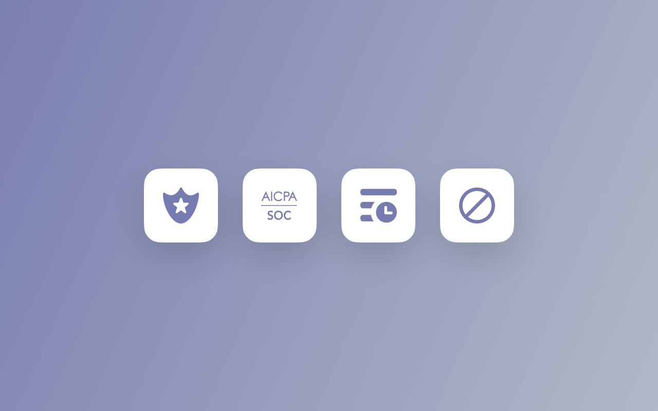 Four security related icons against a gray gradient background.