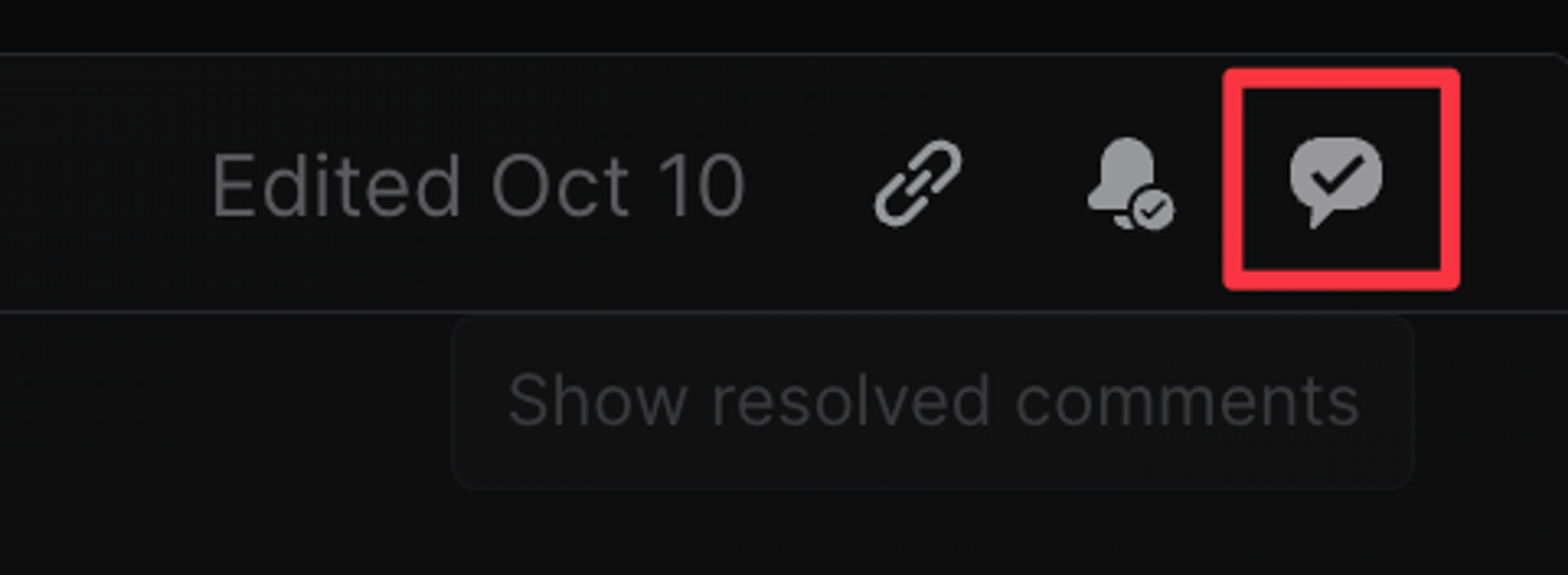 Icon for show resolved comments