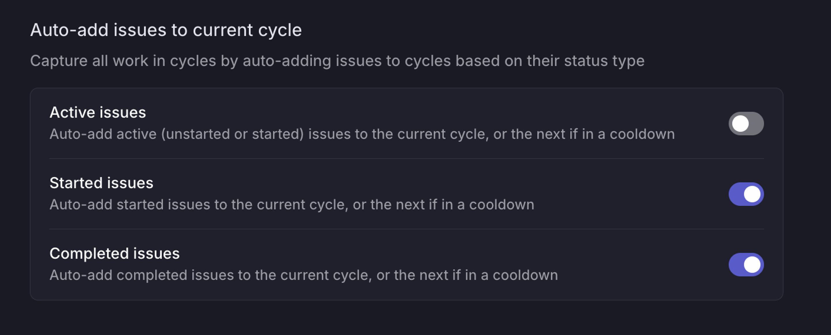 Cycle automations