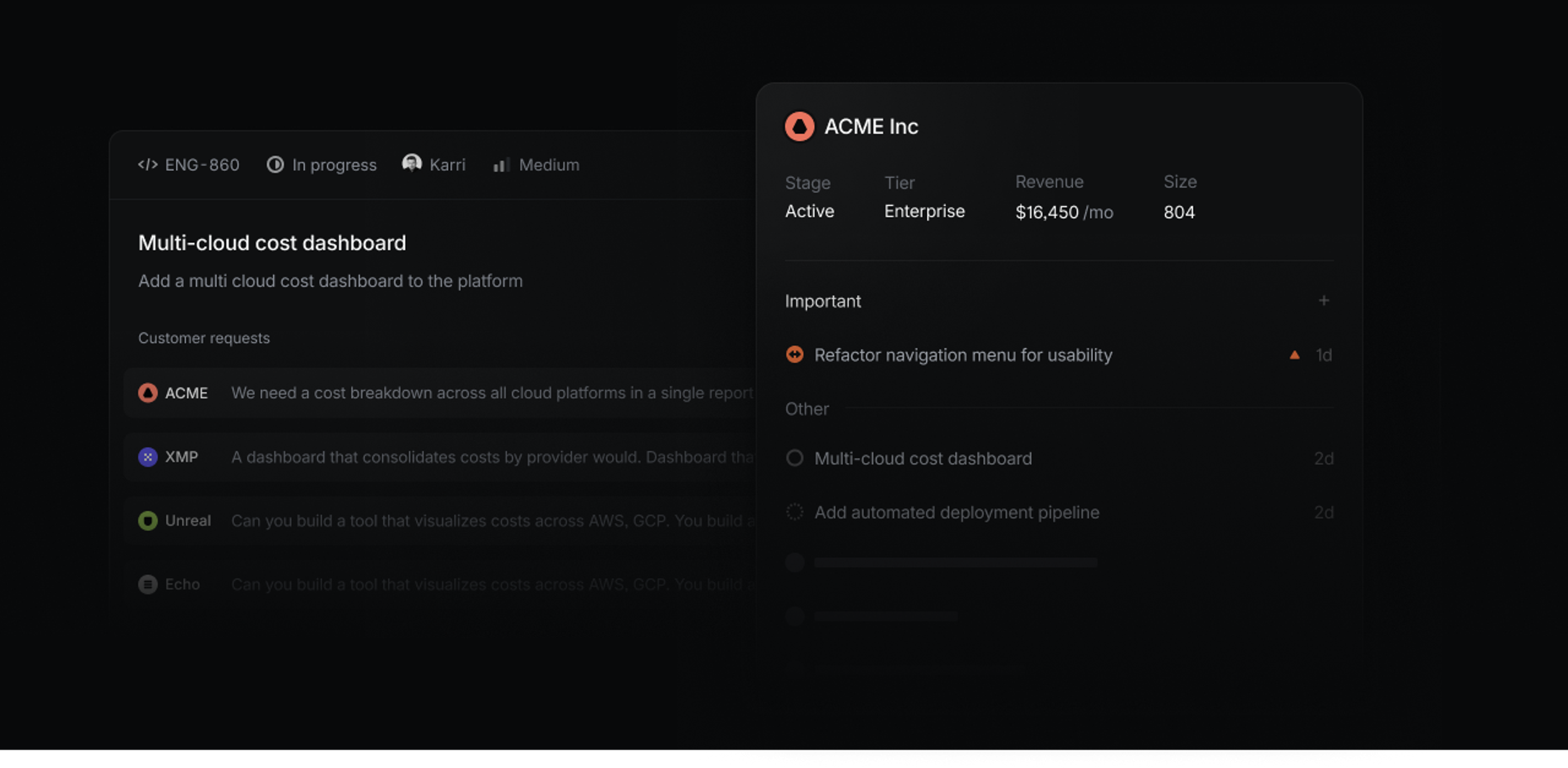 Hero graphic showing customer requests