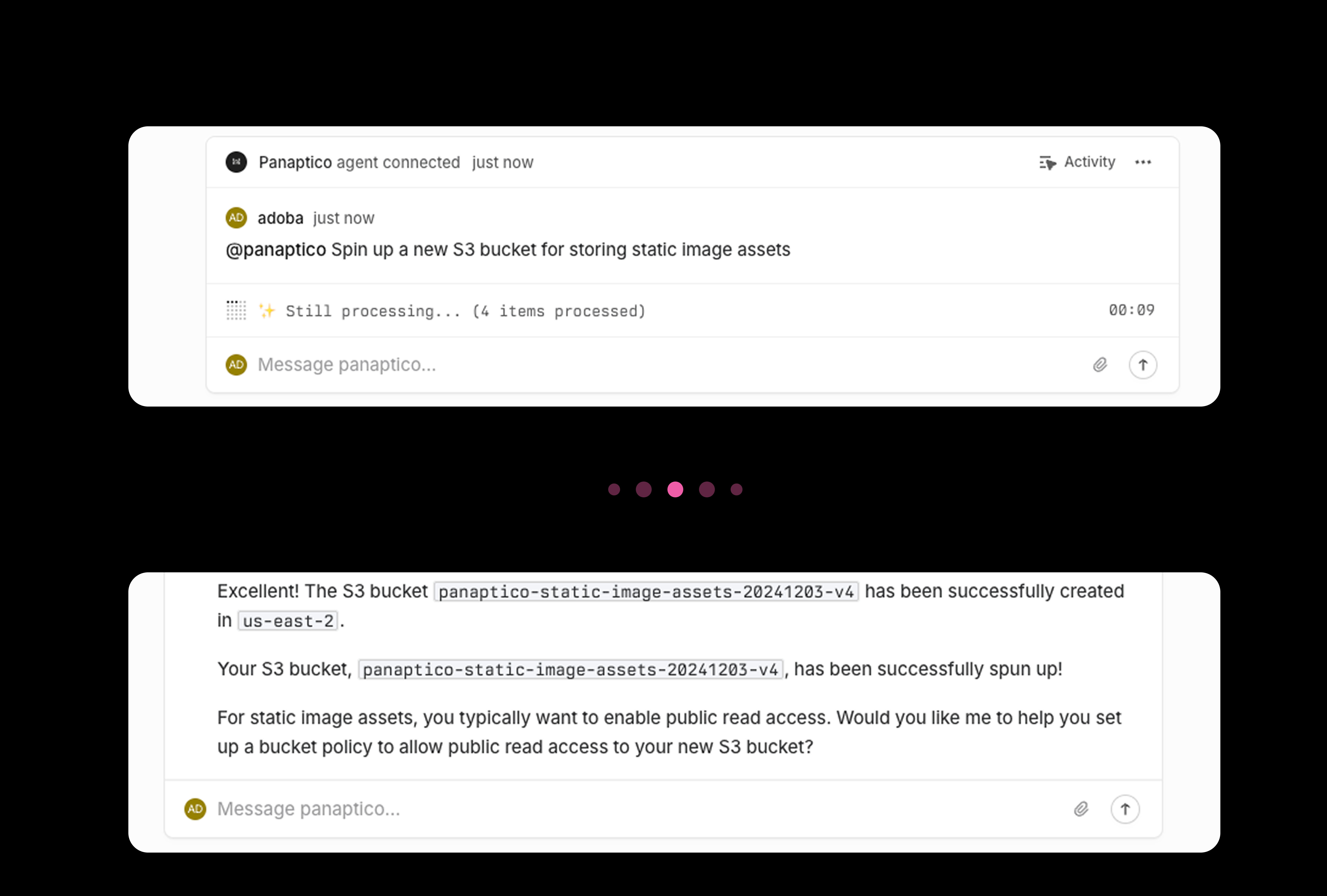 Automate infrastructure setup through Panaptico's agent