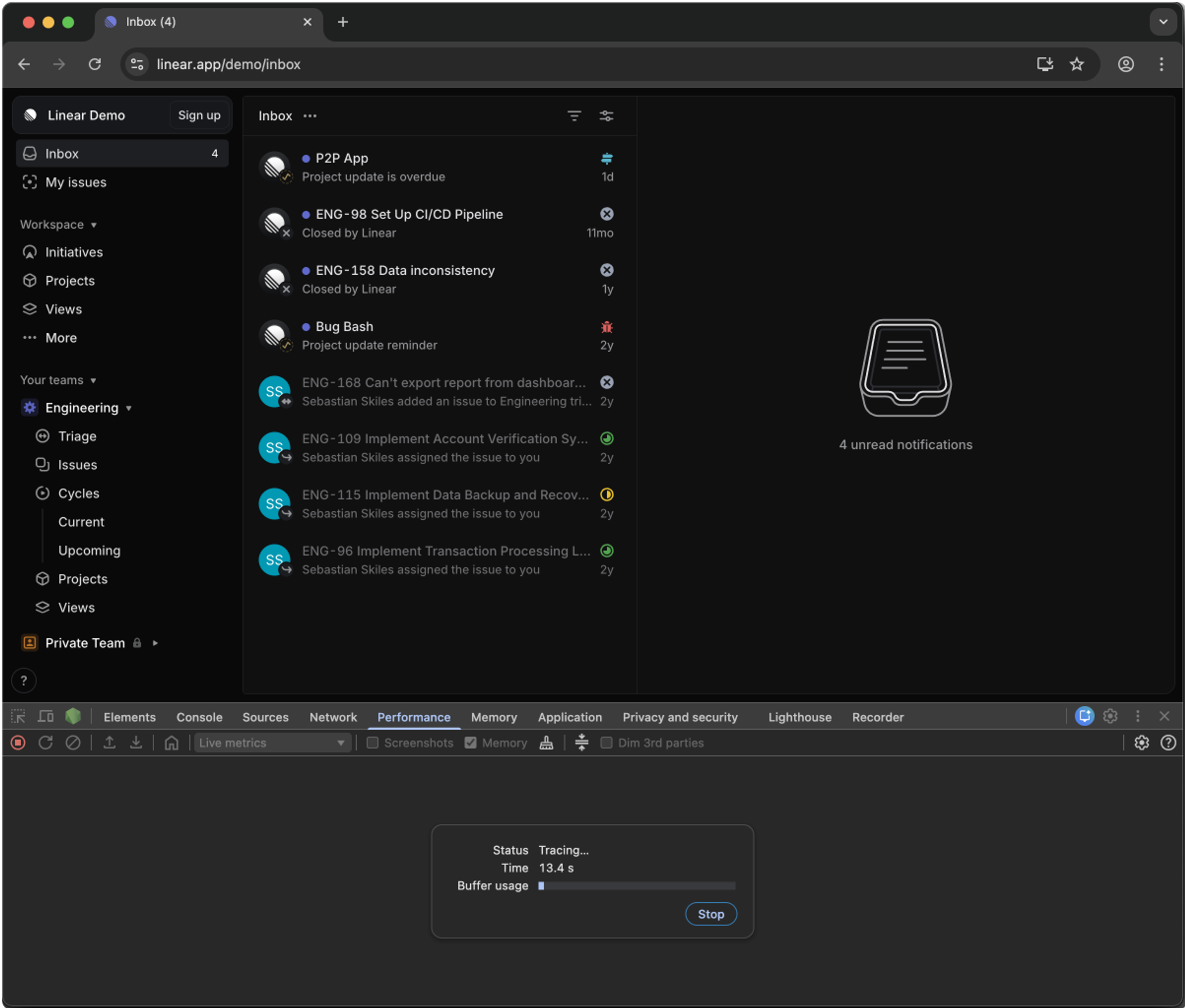 4. Reproduce the performance issue