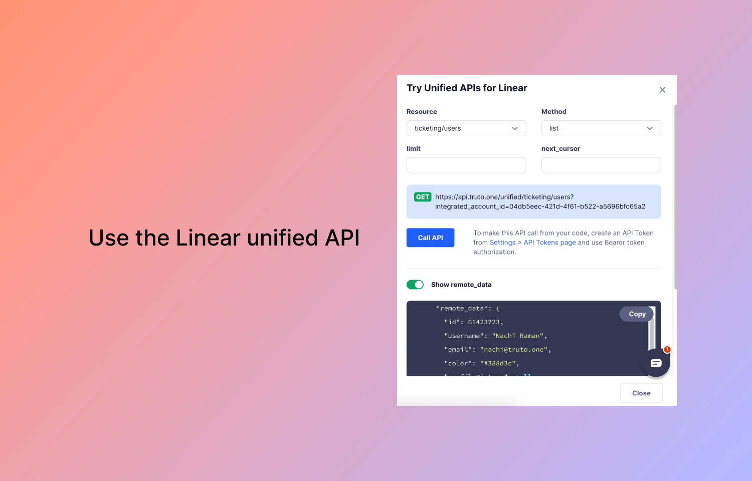 Image showing the unified APIs for Linear