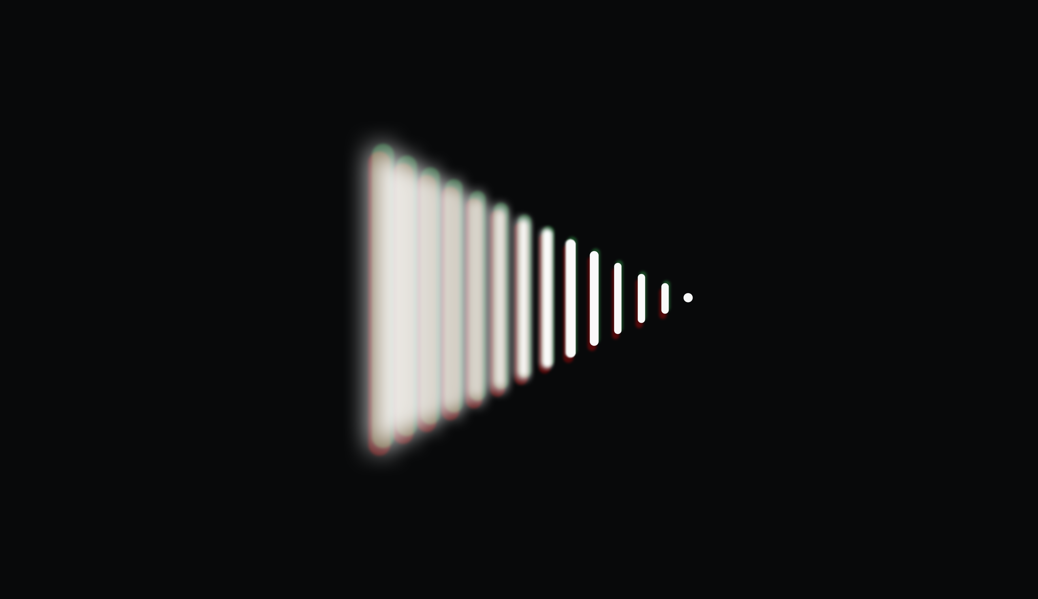 Abstract filter graphic, blurred on left side and wide, to a defined point on the right