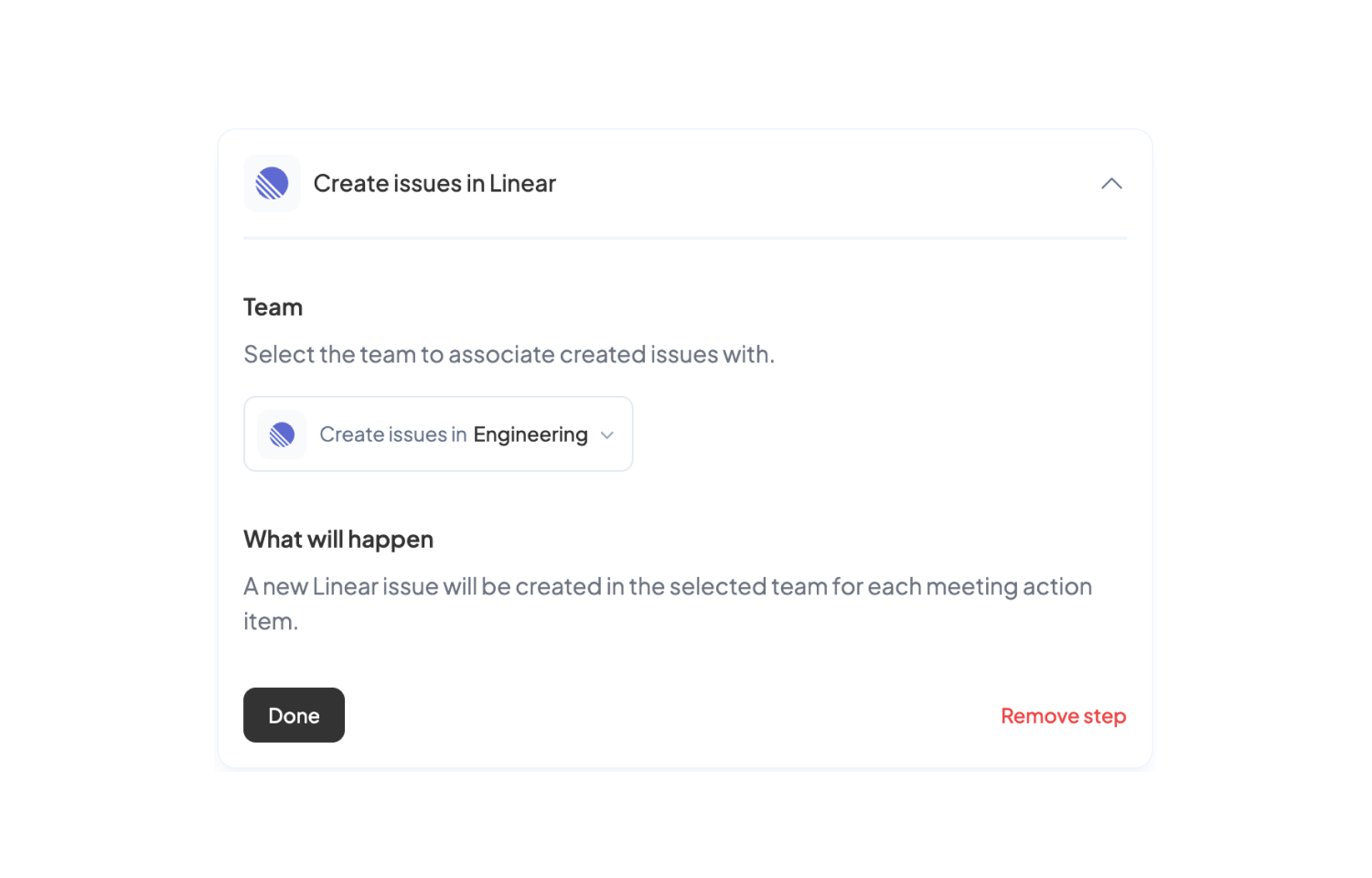 Choosing the team issues are associated with in circleback
