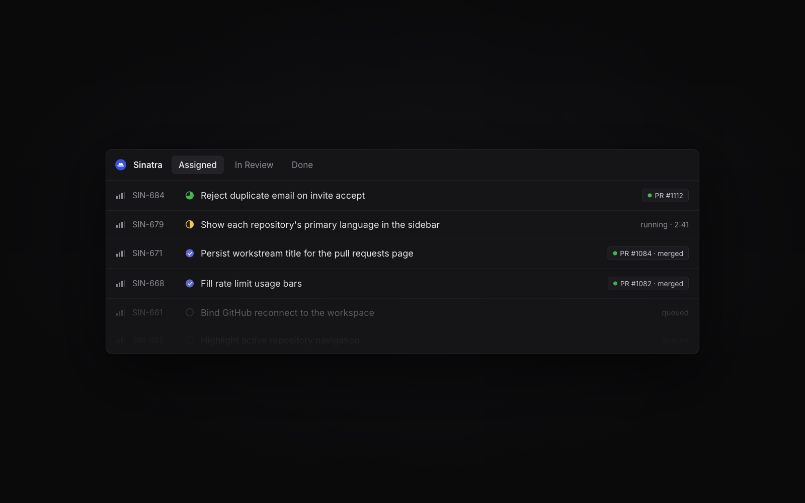 sinatra showing commits ready for review