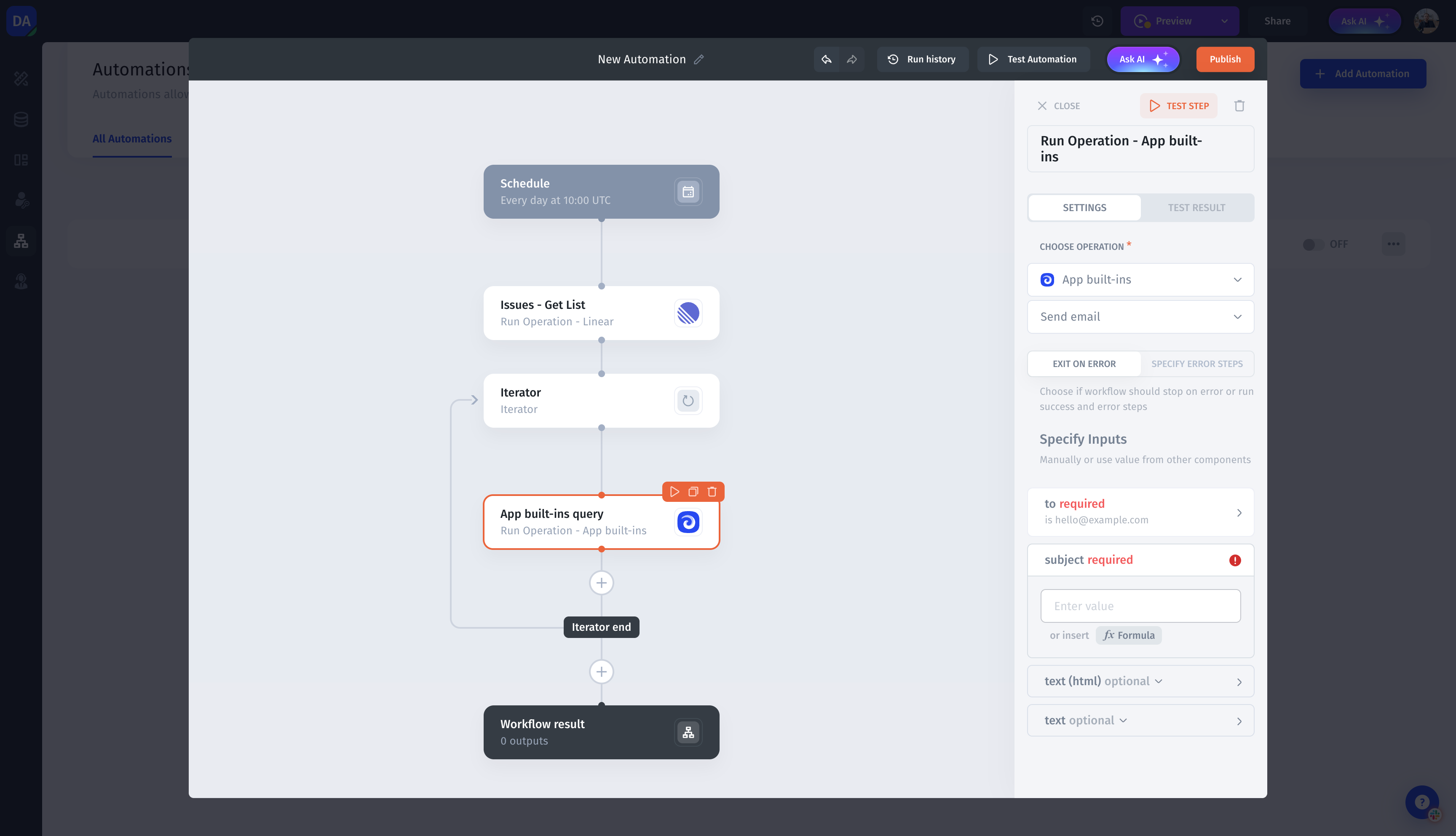 Creating automations and connect to Linear on Jet Admin