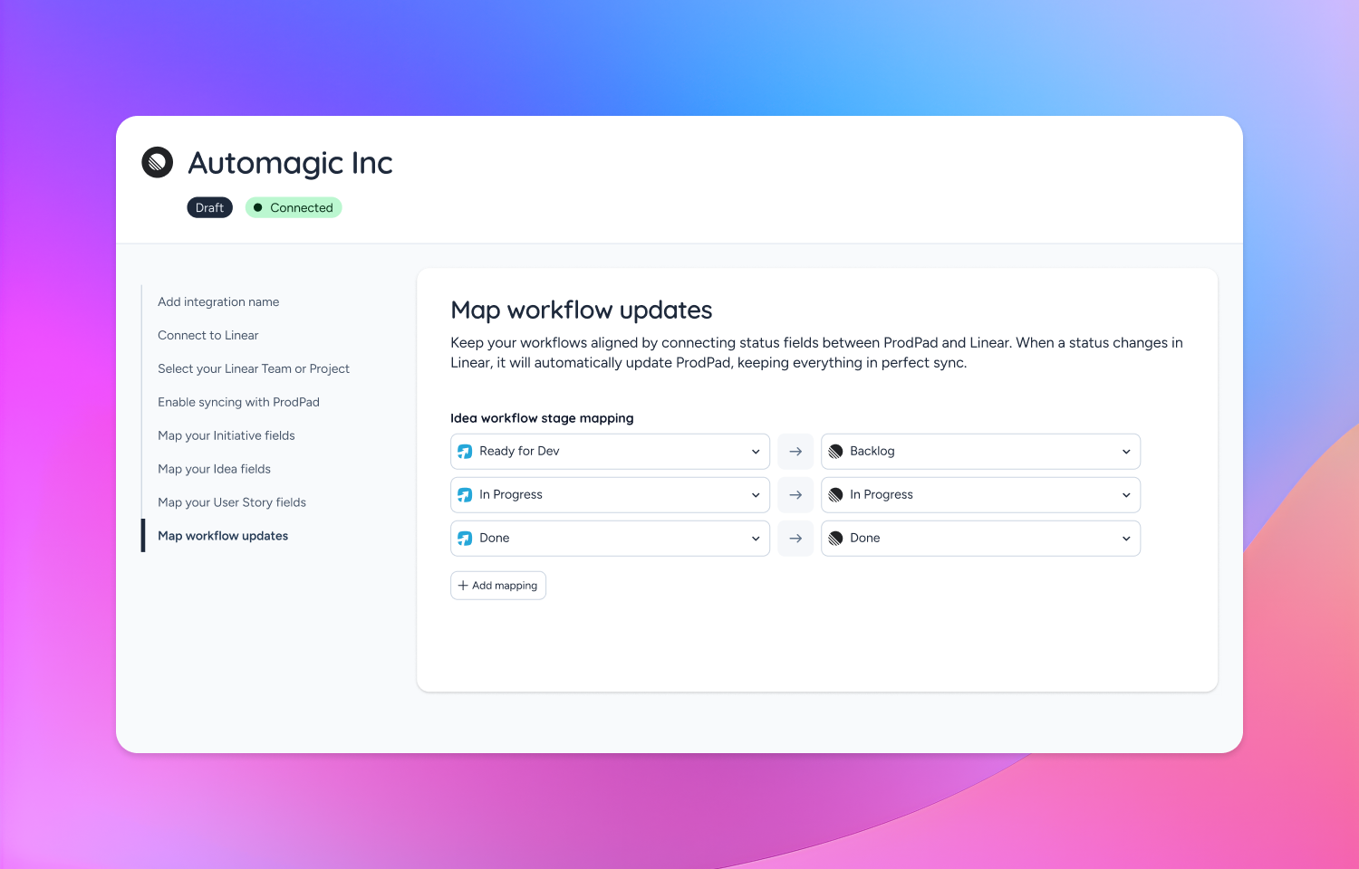 Keep workflows aligned by connecting status fields with Linear