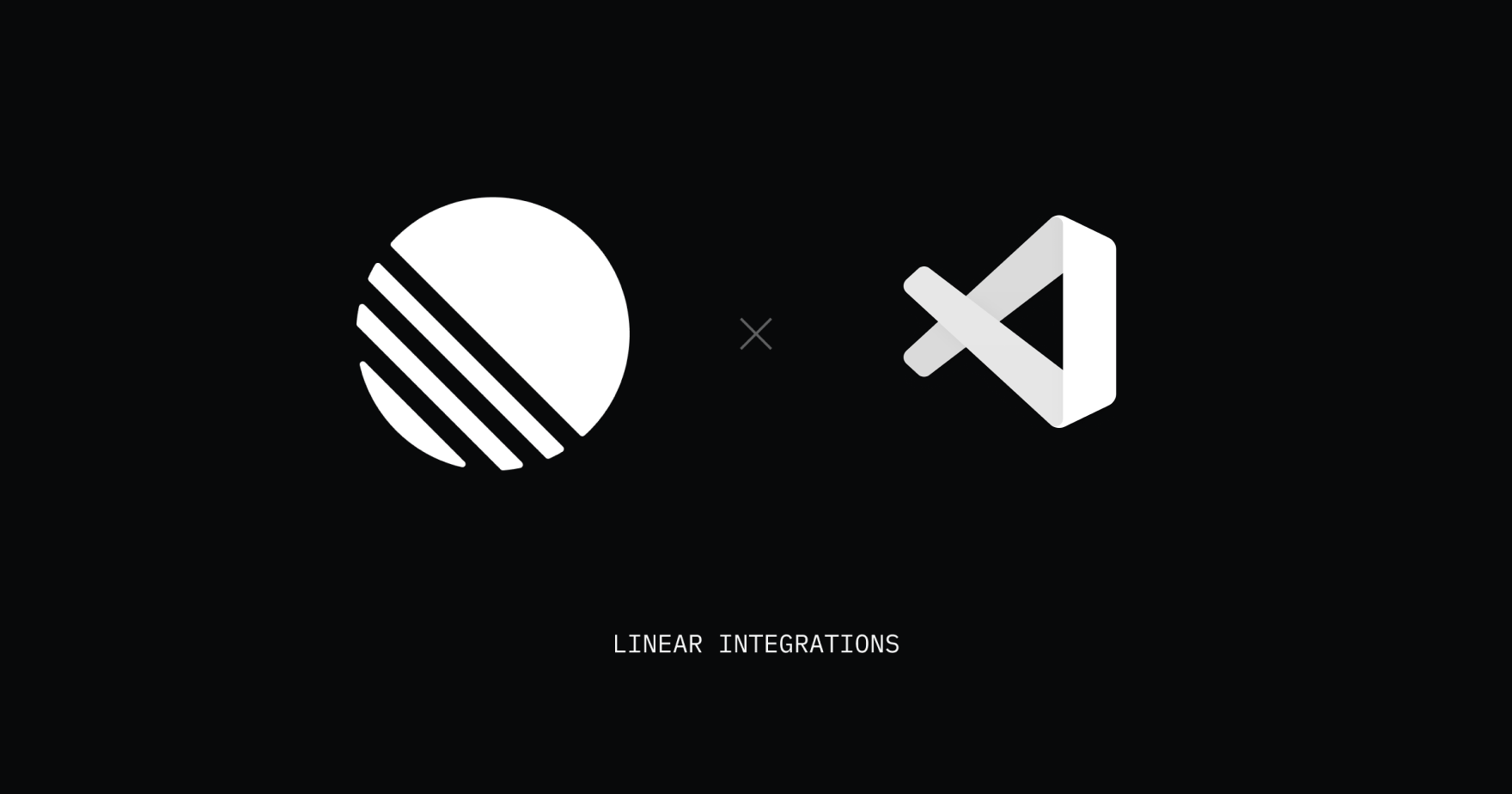 Linear and VS code icons on a black background