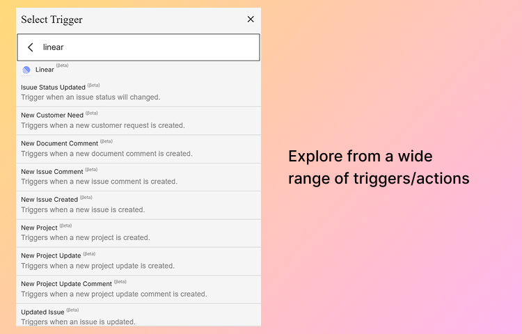 triggers available for the Linear connector