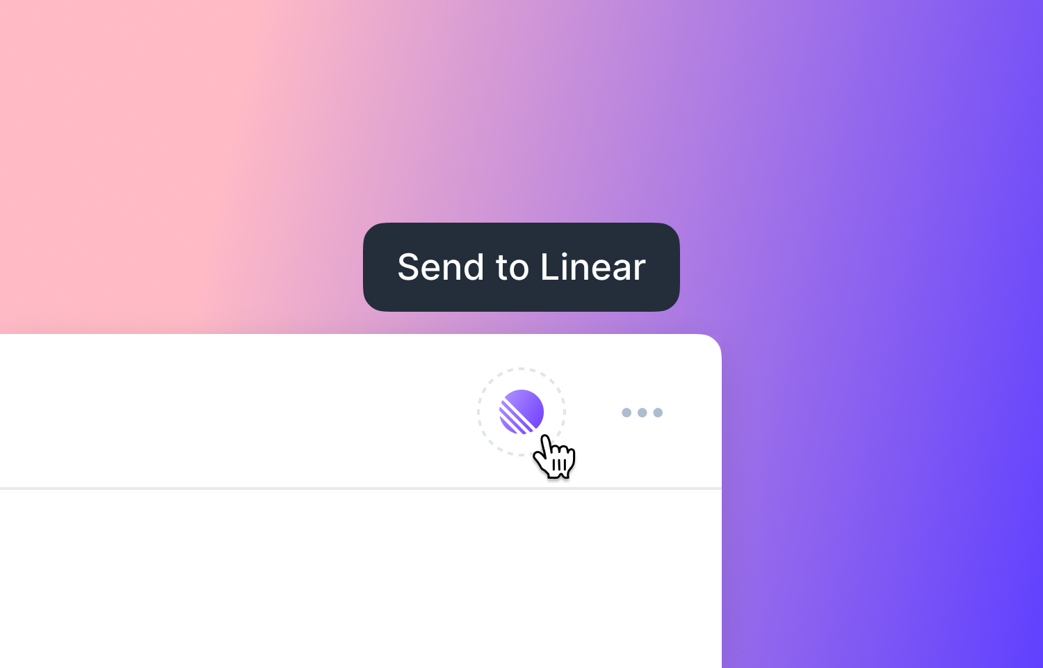 Userback interface showing a "send to Linear" button