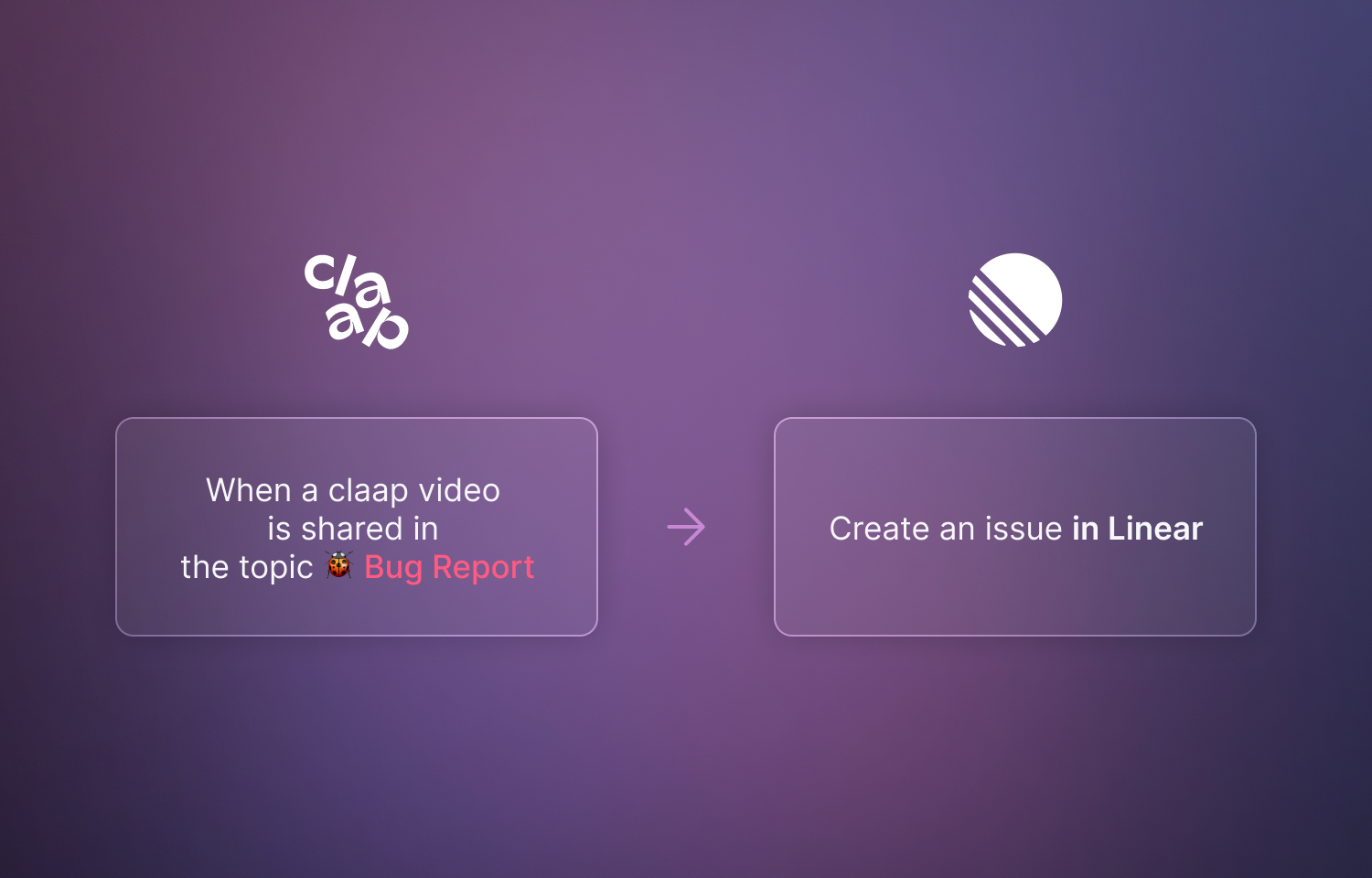 Claap icon and Linear icon showing you can create issues in Linear 
