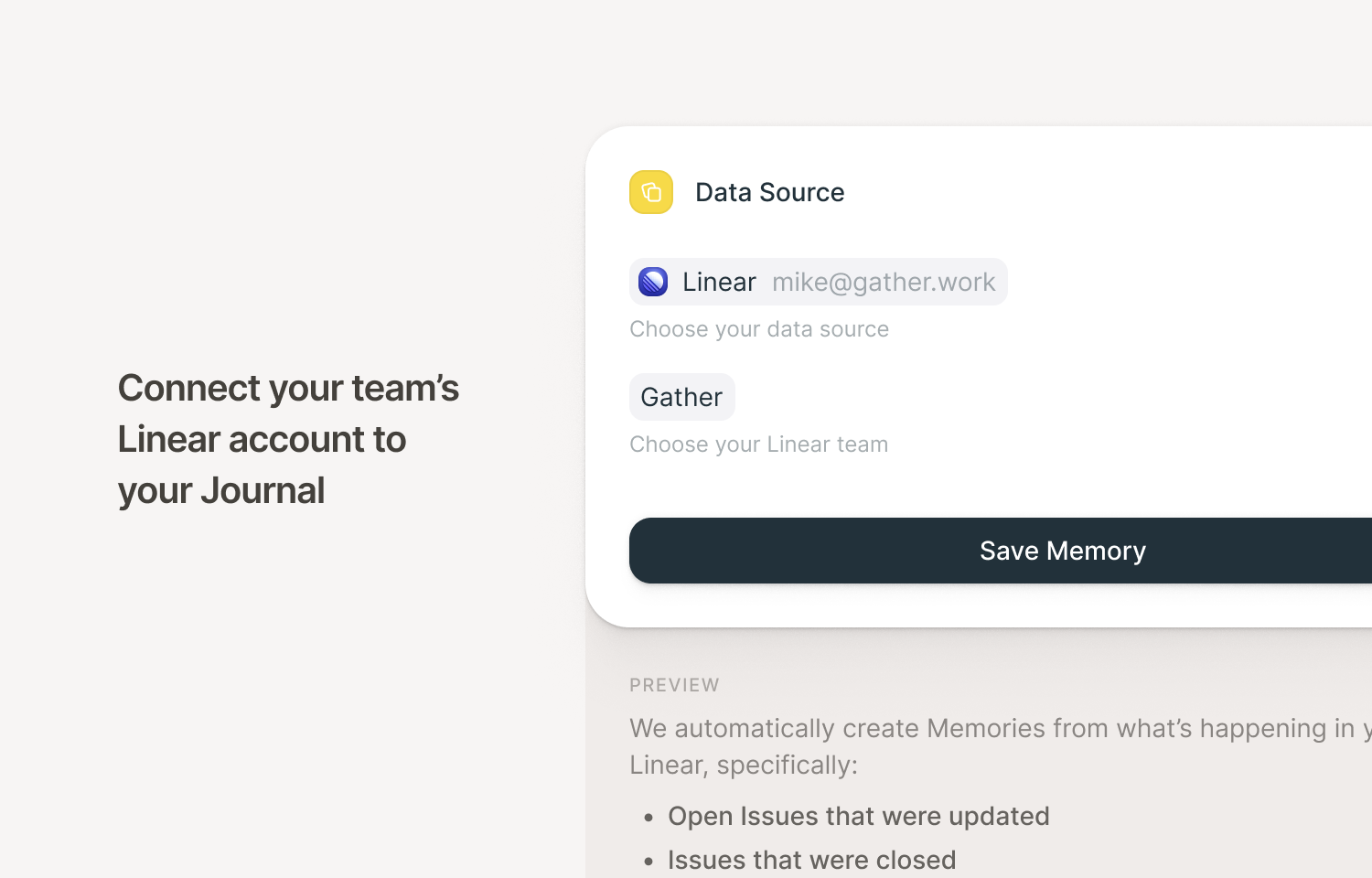 Connect Gather to Linear