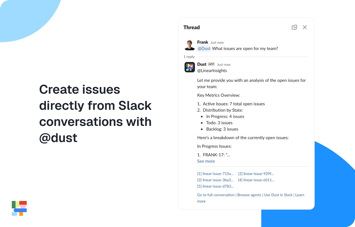 creating issues from Slack using the Dust bot