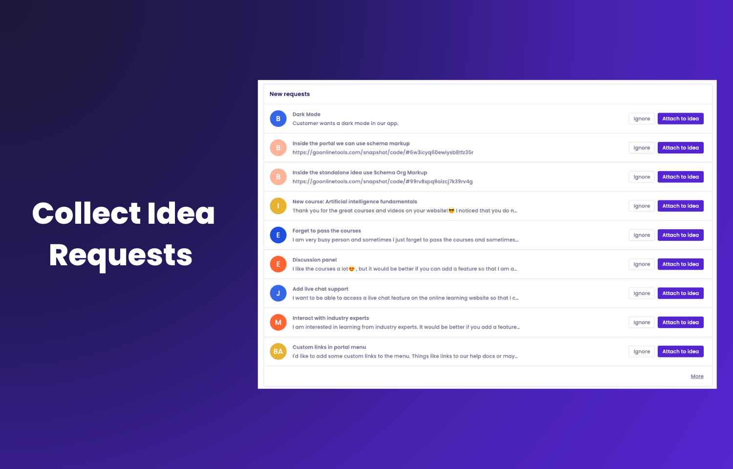 Collect ideas in Leanbe