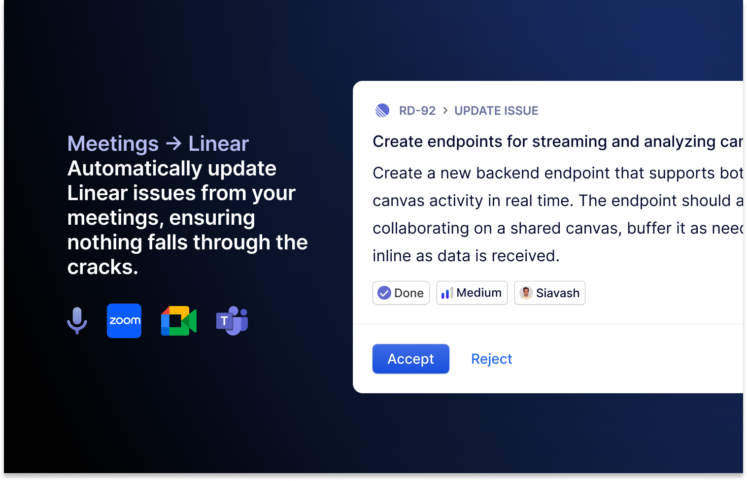 creating a Linear issue from meetings