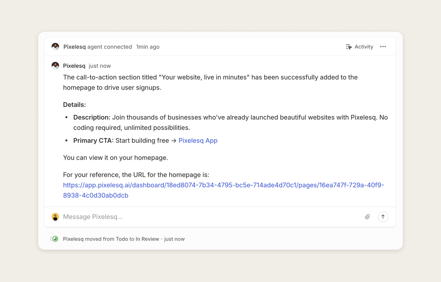 Preview link and complete implementation details for instant review
