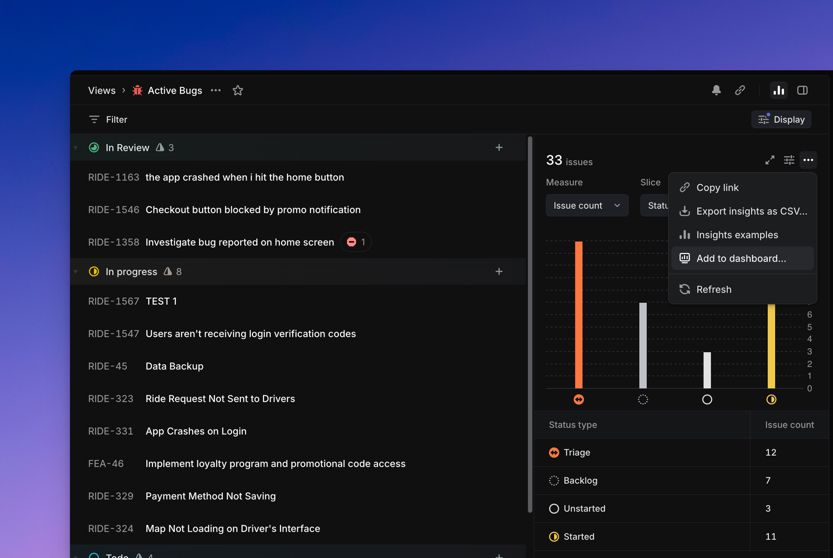 Adding an insight from an existing custom view to a dashboard