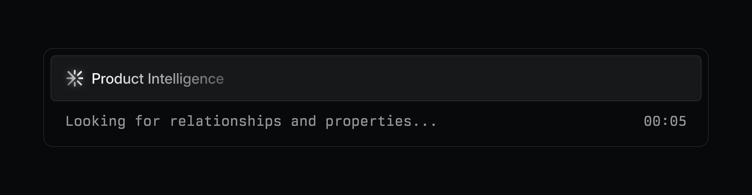 A screenshot of Product Intelligence's thinking state