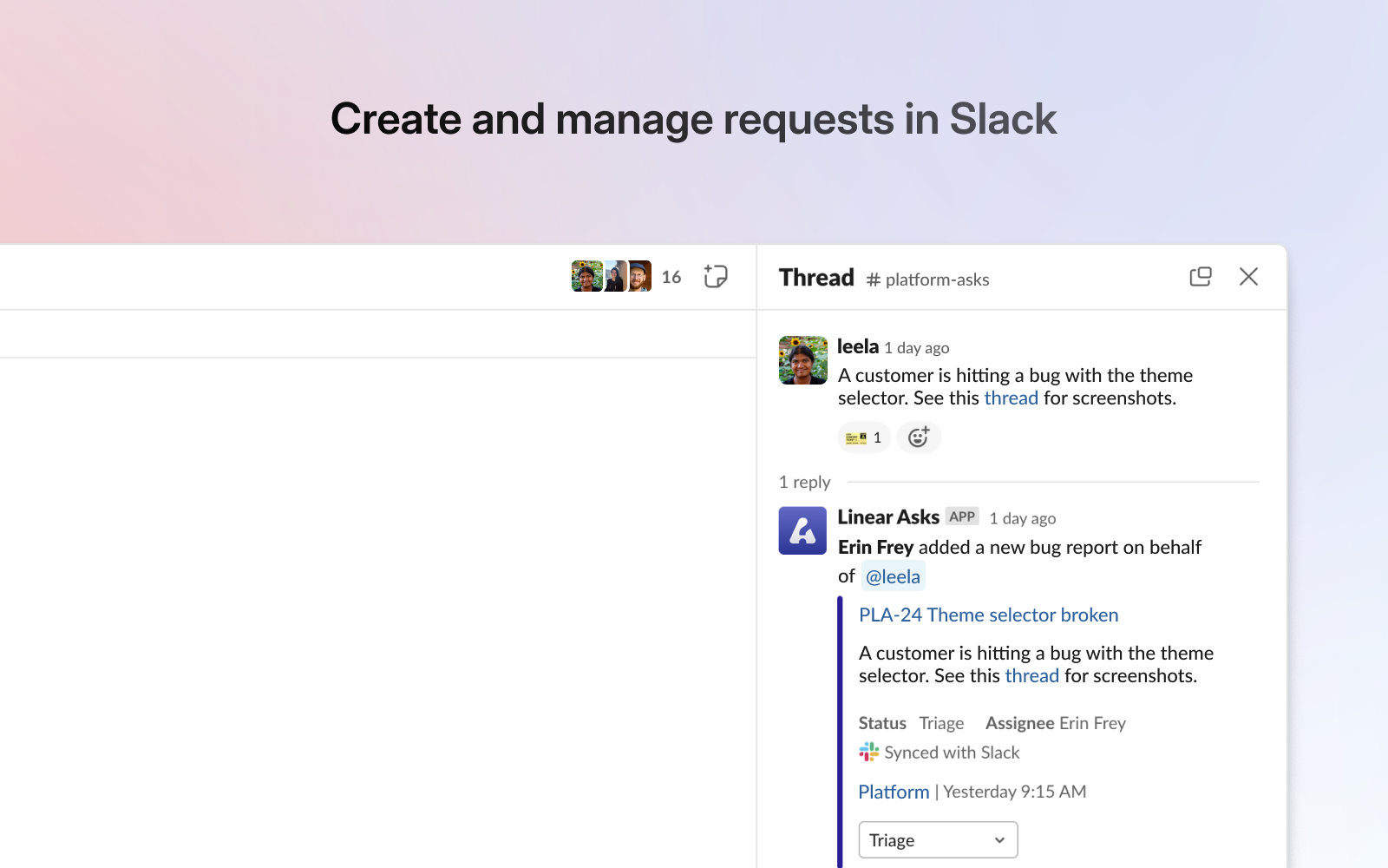 Create and manage requests in Slack