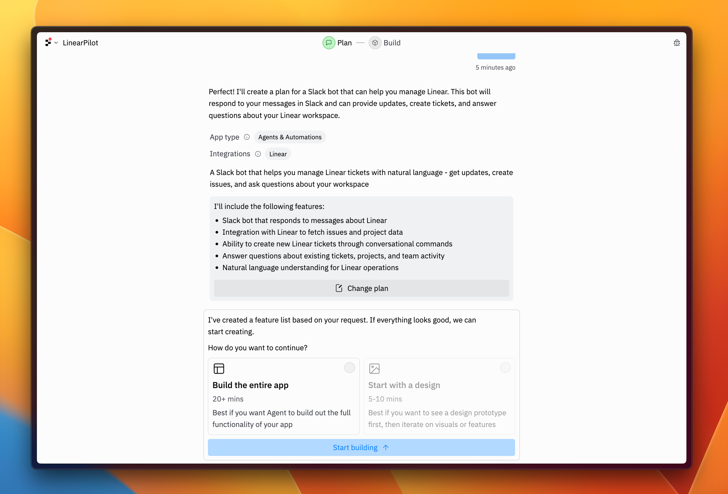 Replit interface for creating a new app