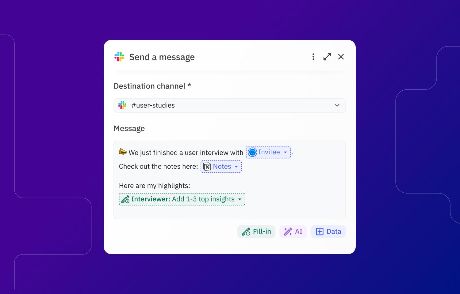 Relay interface showing an automation to send to Slack