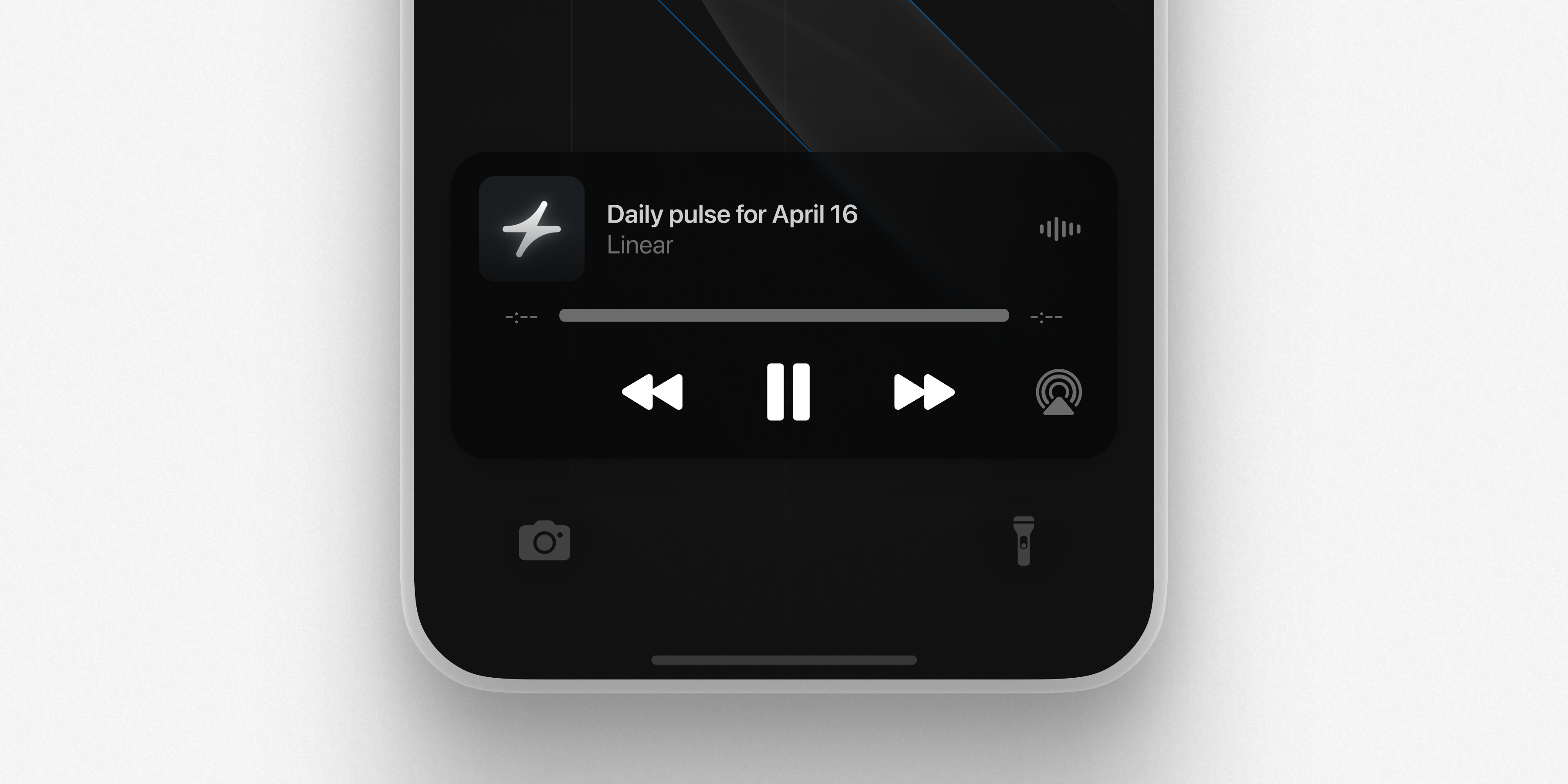 iPhone showing the Daily Pulse playing in the lock screen audio player
