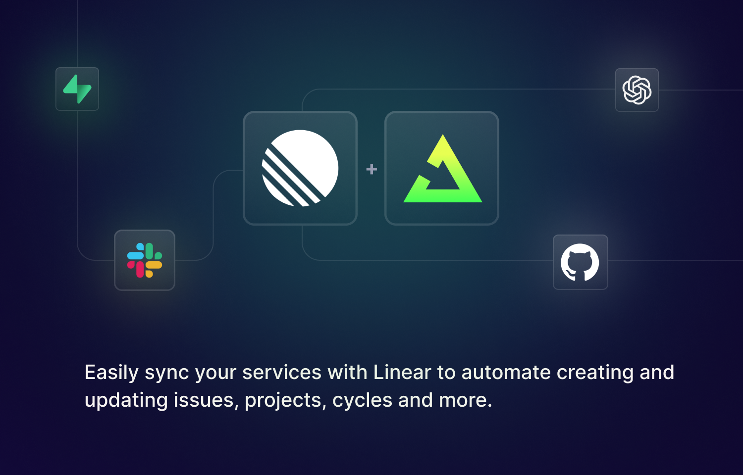 Linear and Trigger.dev logos together showing that you can sync them together