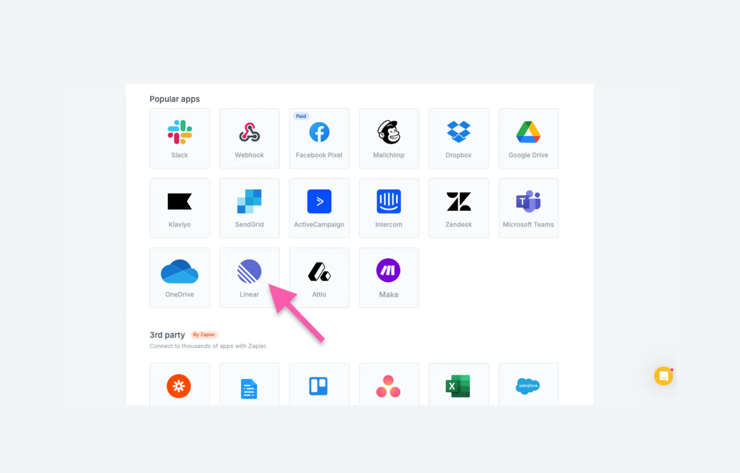 Apps in Fillout featuring Linear