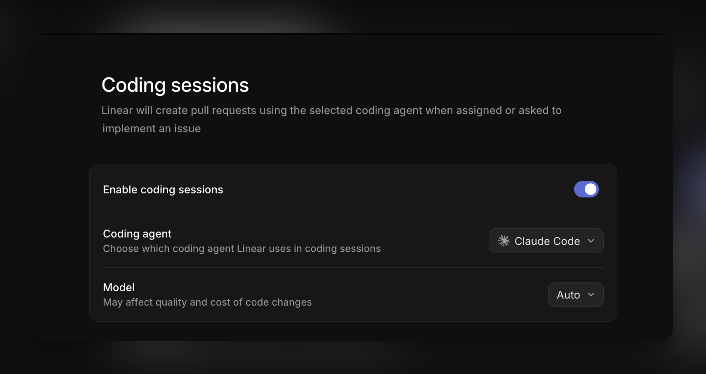 Coding sessions model selection