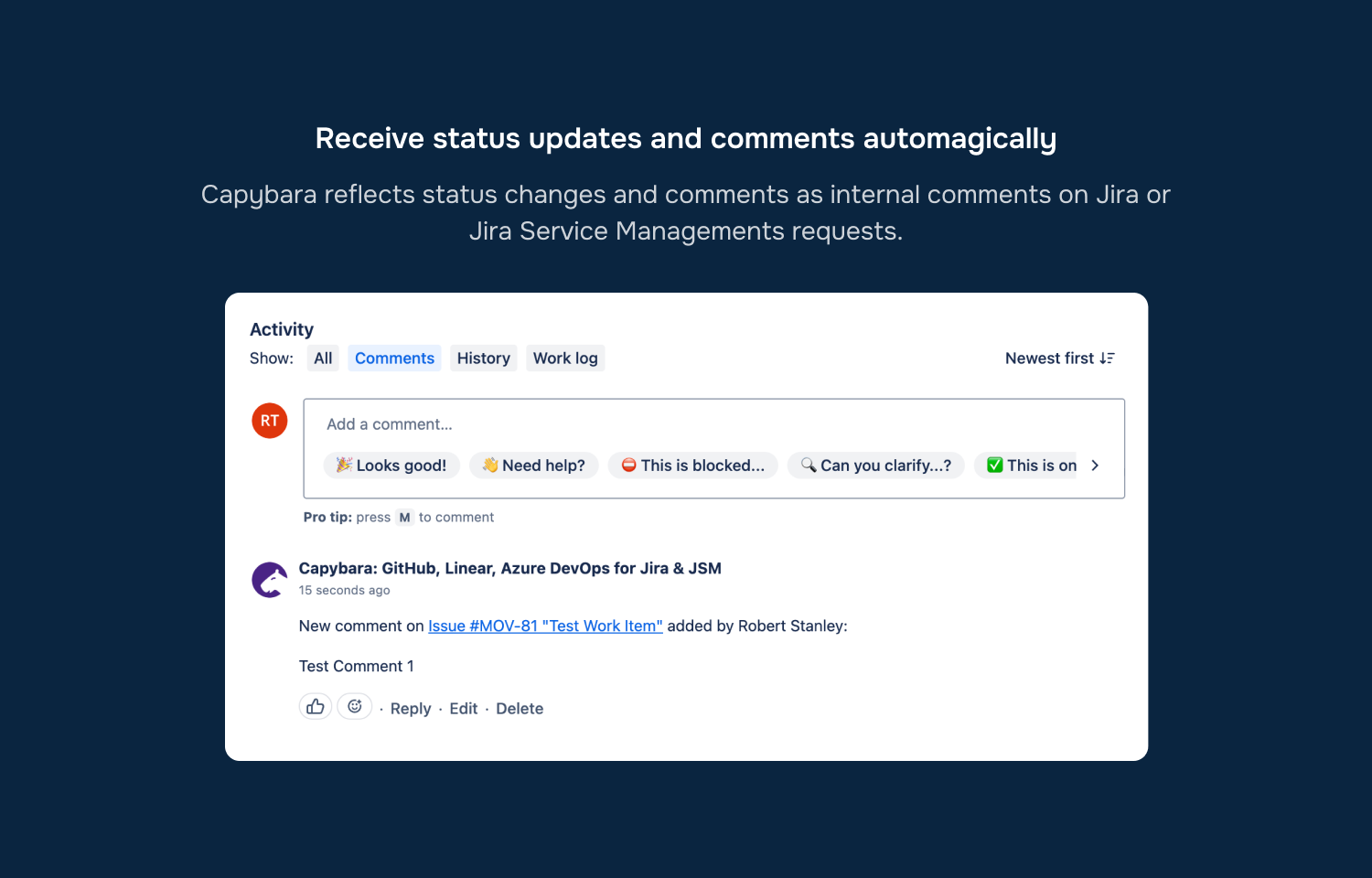 Status updates are synced between both platforms