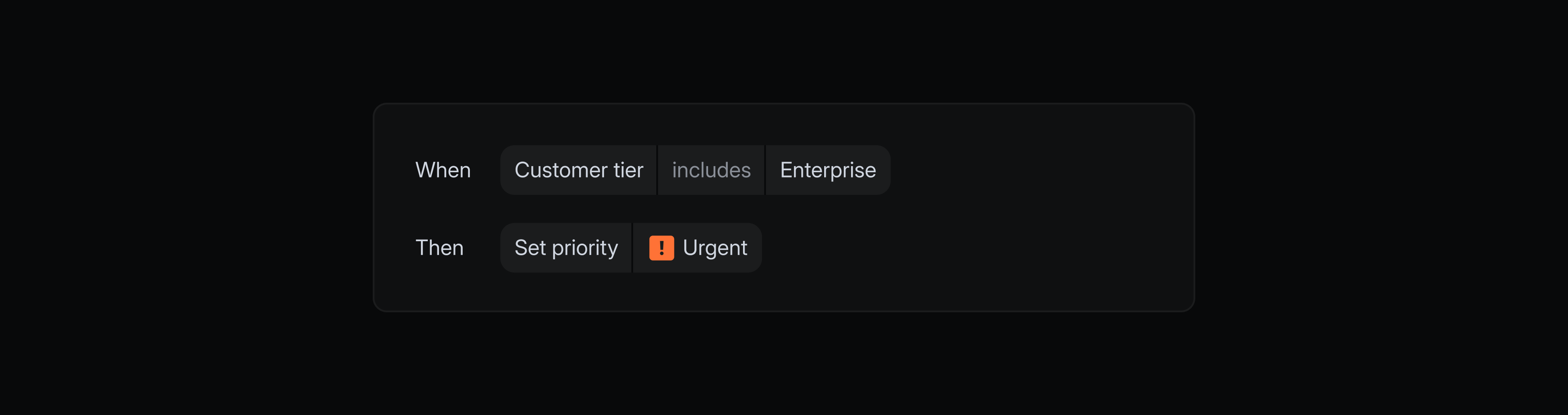 A screenshot of an example Triage Rule in Linear: When the customer tier is Enterprise, the issue automatically gets marked as Urgent