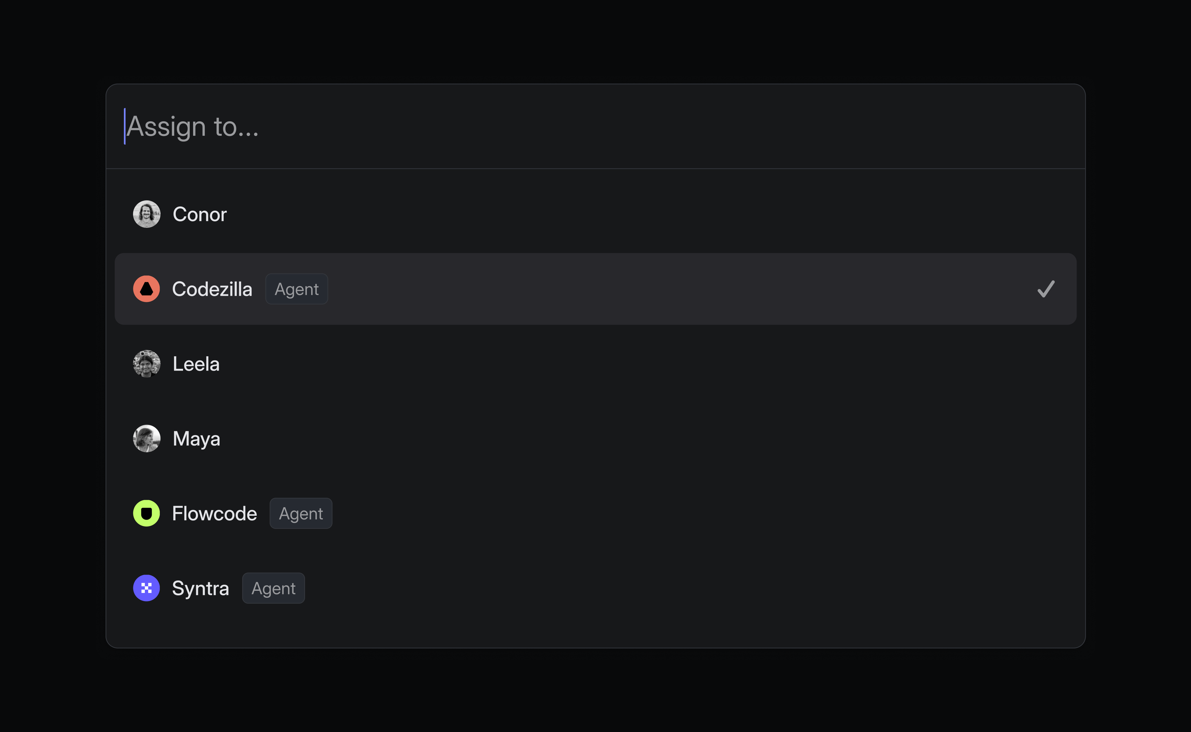 A screenshot of the command menu in Linear