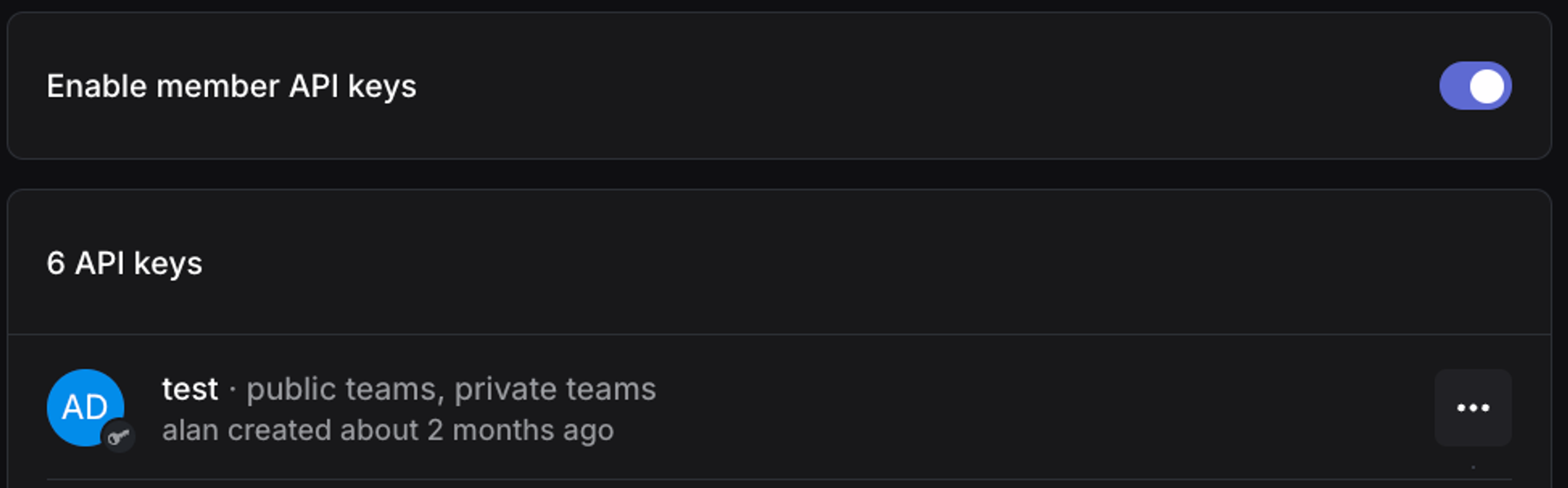 Member API Key permission toggle